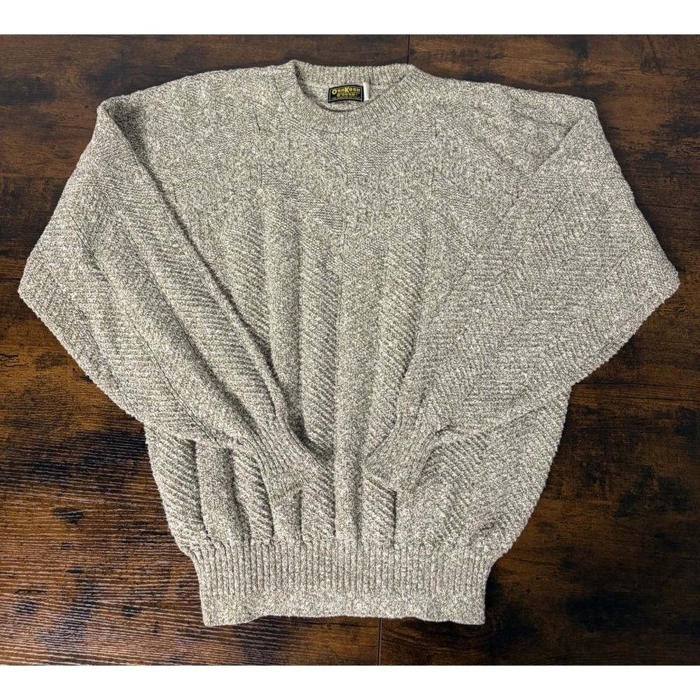 Vintage Oshkosh B'Gosh Knit Sweater Mens XL Cotton Blend Oatmeal‎ Textured